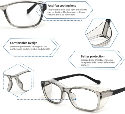 Miniatura 2 de ALWAYSUV Paquete de 2 lentes de seguridad para niños, antiempañamiento, bloqueo de luz azul, lentes transparentes de 5 a 12 años