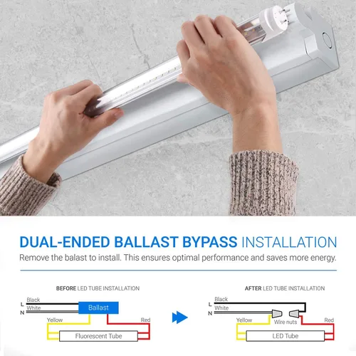 Miniatura 5 de Tubo de luces LED T8 de 4 pies, paquete de 25 unidades, grado comercial para oficina y supermercado, 3000 lm súper brillante, 22 W