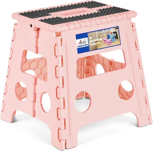 Miniatura 31 de ACKO Taburete plegable plegable de 16 pulgadas, 400 libras de capacidad, taburetes de plástico para adultos y niños, taburetes plegables para Blanco