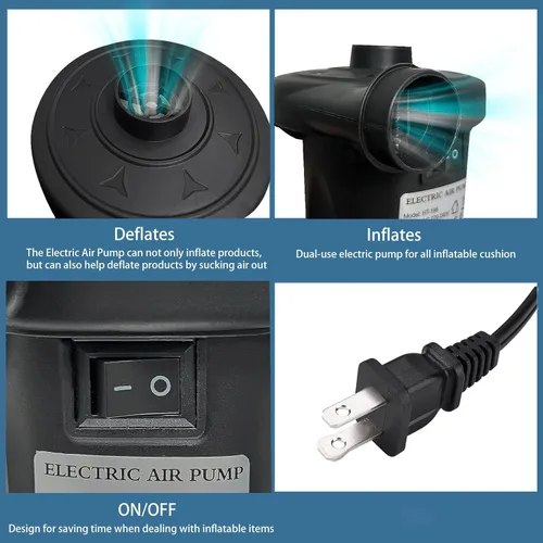 Miniatura 2 de Aida & Hani Bomba de aire eléctrica para inflables, descalentamiento rápido y bombas de inflador con 3 boquillas, enchufe de 110 V para colchón