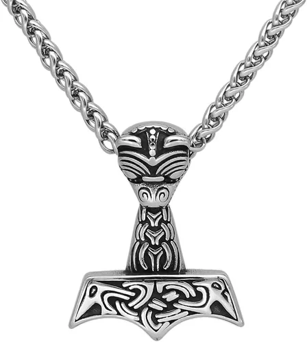 Collar de Mjolnir de Thor para hombre, regalo vikingo de cuervo para hombre, joyería nórdica Odin con bolsa de regalo Valknut, Acero inoxidable, No