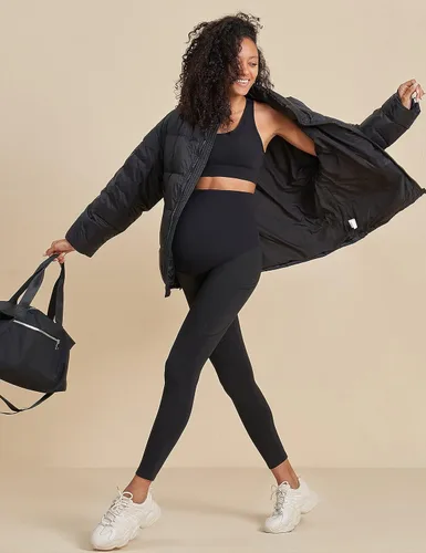 Miniatura 4 de POSHDIVAH Leggings de maternidad con forro polar para mujer, sobre el vientre, embarazo, invierno, cálidos, yoga, entrenamiento, pantalones activos