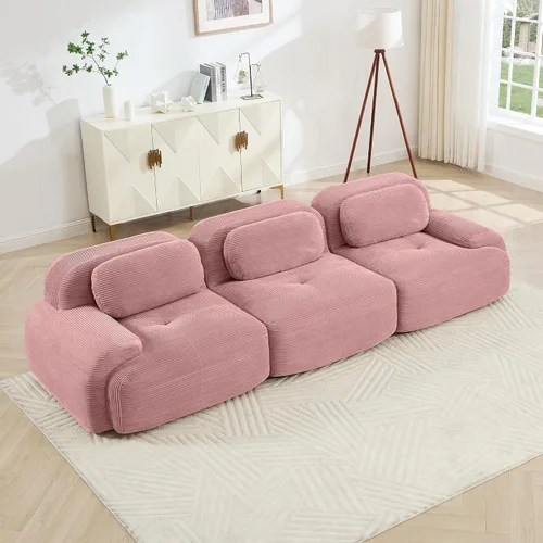Miniatura 49 de Sofá modular sin hueso de 117 pulgadas, sofá modular en forma de L para sala de estar, sofá comprimido con asiento profundo, sofá nube de pana