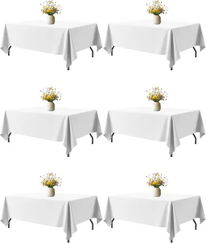 Miniatura 22 de Niuara Mantel de Mesa Rectangular Negro - Paquete de 6, 60" × 84" Mantel de Tela Lavable para Mesas de 5 Pies, Resistente a las Arrugas y a Prueba