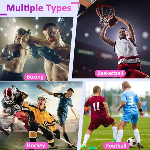 Miniatura 7 de Boao Paquete de 17 protectores bucales para niños y jóvenes, para deportes, niños y niñas, con funda para fútbol, lacrosse, baloncesto, boxeo