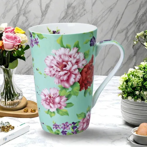 Miniatura 6 de Tazas de café lindas de 13 onzas para mujer, tazas de café con diseño floral de porcelana de hueso, tazas de té para mamá, mujeres, regalos