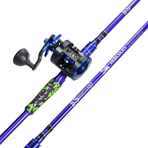 Sougayilang Inshore - Cañas de pescar de agua salada, cañas giratorias de 7 pies y cañas de fundición con carrete de spinning/trolling
