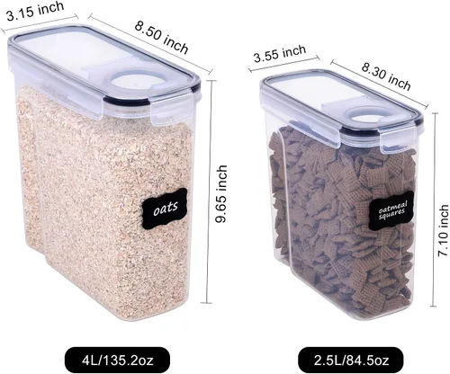 Miniatura 4 de FOOYOO Juego de 6 recipientes de almacenamiento de cereales herméticos grandes y secos (135.2 onzas), dispensador sin BPA, recipientes de 6 Piece