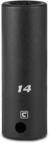 Capri Tools 3/8 pulg. de cuadradillo, dado de impacto profundo métrico de 14 mm de 6 puntos, negro (5-3214)