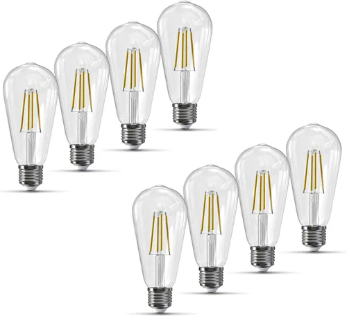 Miniatura 42 de Jensense Bombillas LED Edison E26, 60 vatios equivalentes, bombillas regulables, 2300 K, luz blanca cálida (cristal ámbar), estilo vintage