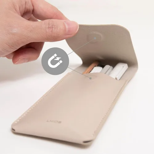 Miniatura 4 de LHiDS Estuche de cuero para lápices, bolsa para tres fuentes, bolígrafos y bolígrafos rollerball, estuche para lápices pequeño, organizador
