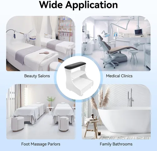 Miniatura 7 de Bepritm - Pie de pedicura portátil, taburete de pedicura ajustable con estante extraíble y ruedas, soporte de descanso multifuncional, estación