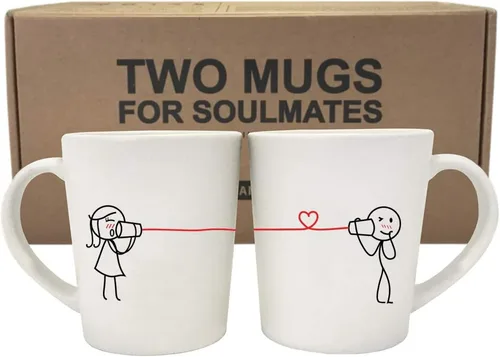 Miniatura 3 de BOLDLOFT - Tazas de café para él y ella, regalo para novia, regalo de esposa, tazas para pareja para él y ella, regalo de San Valentín para ella