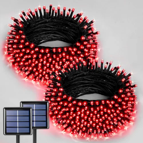 Miniatura 14 de JMEXSUSS 600 luces LED solares azules de Navidad, 206.7 pies, luces azules de Navidad al aire libre, impermeables, 8 modos de luz solar al aire