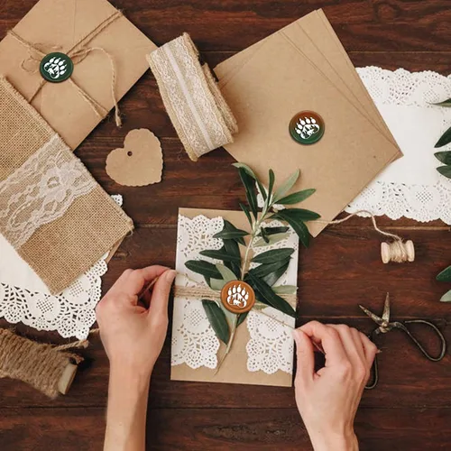 Miniatura 4 de CRASPIRE Sello de cera de huella – Oso, luna de bosque de 1.181 in, cabeza de latón extraíble retro vintage con mango de madera para invitaciones