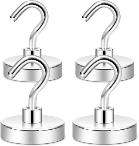 Miniatura 54 de Neosmuk Ganchos magnéticos, imanes de tierra resistentes de 30 libras con gancho para refrigerador, gancho de crucero extra fuerte para colgar
