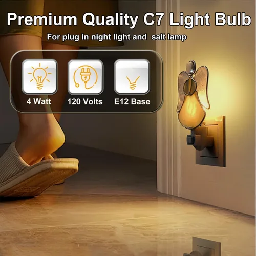 Miniatura 2 de Bombillas de luz nocturna, base de candelabro E12, bombilla decorativa de 4 vatios/C7/120V, blanco cálido, paquete de 6