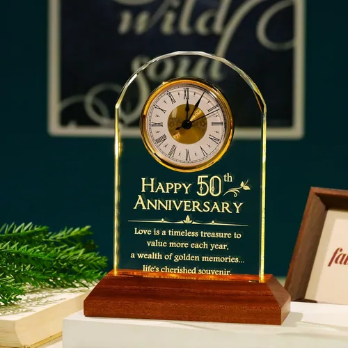 Miniatura 7 de YWHL Regalos de reloj de aniversario de boda de 50 años para padres y abuelos, regalos de aniversario de 50 años para parejas, relojes de mesa