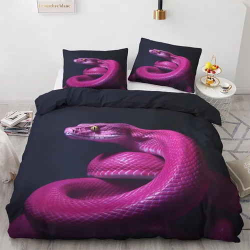 Miniatura 29 de Funda de edredón de serpiente tamaño individual Juego de ropa de cama de serpiente animal 2 piezas Funda de edredón con patrón de microfibra
