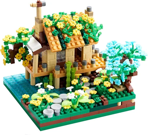 Juego de bloques de construcción para adultos, 600 unidades con 2 figuras de arquitectura, modelo de casa para edades de 14 años en adelante