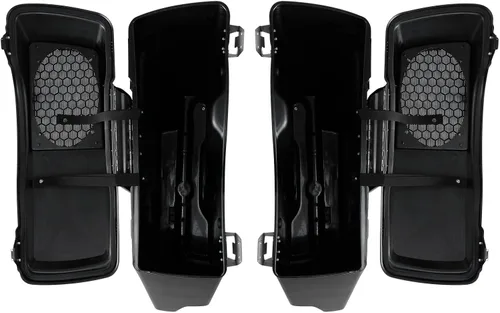 Miniatura 6 de XFMT Alforjas alargadas de 5 pulgadas con altavoces de 6 x 9 cierres negros para Harley Touring Road King Street Glide Road Glide Electra Glide