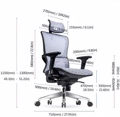 Miniatura 2 de Commercial Ergonomic High Back Executive Mesh Chair, with Adjustable Lumbar Support, Headrest and 3D Armrests Configure Chassis Functions(Black)