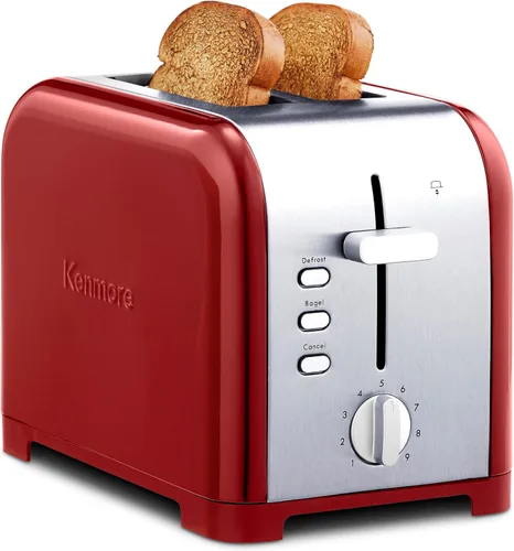 Miniatura 10 de Kenmore - Tostadora de 2 rebanadas, acero inoxidable, ranuras extra anchas, funciones de bagel y descongelación, 9 niveles de tostado, bandeja