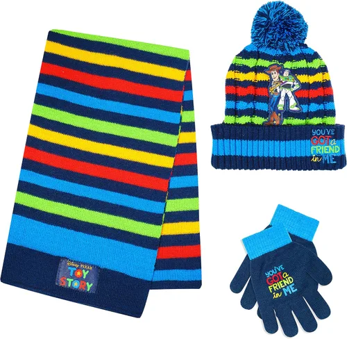 Toy Story - Bufanda de invierno y guantes de nieve para niños y niñas juego de 3 piezas lindo y cálido para exteriores incluye caja de regalo