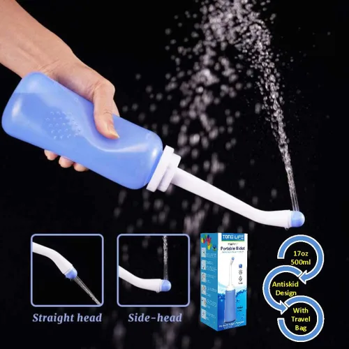 Miniatura 2 de 2 botellas bidé portátil - Botella de lavado mamá exprimible 500ml 17oz - Botella de bidé de viaje para ducha y inodoro portátil para mujeres