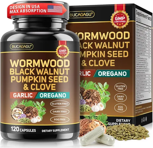 Ajenjo negro nuez clavo de clavo para humanos – Limpieza intestinal natural y salud digestiva con semillas de calabaza, ajo, orégano, neem, papaya,