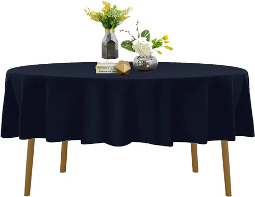 Miniatura 35 de Mantel de poliéster lavable de 90 pulgadas, resistente a las manchas y a las arrugas, mantel decorativo para mesa de comedor, fiestas de bufé y Negro