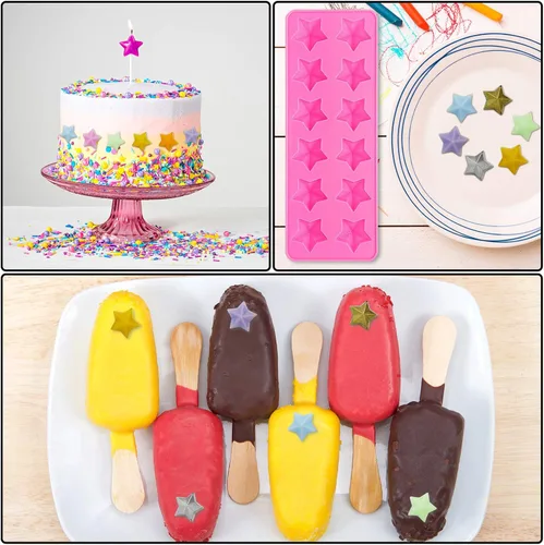 Miniatura 6 de 4 moldes de silicona en forma de estrella de cinco puntas, moldes antiadherentes para fondant de chocolate, dulces, cubitos de hielo, decoración