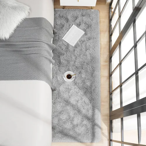 Miniatura 2 de Foxmas Alfombra Alargada Suave para Dormitorio y Sala de Estar, 2x6 Pies Alfombras de Área Esponjosas Shag Alfombra de Cabecera para Cuarto de Niños
