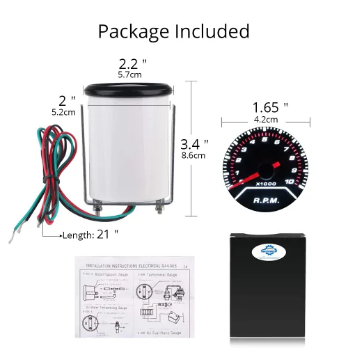 Miniatura 6 de WATERWICH Tacómetro Medidor de tacómetro, medidor de 0 a 10000 rpm, medidor de calibre 2 pulgadas, 2.047 in, universal para automóviles de 4, 6, 8