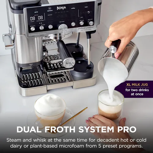 Miniatura 8 de Ninja Luxe Café Pro Series, máquina de café expreso, café por goteo, infusión fría, agua caliente, prensador integrado, molinillo integrado, Acero