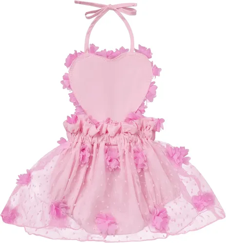Miniatura 3 de Disfraz de tul de encaje para bebé, vestido de tutú de princesa, sin espalda, ropa de sesión de fotos + diadema