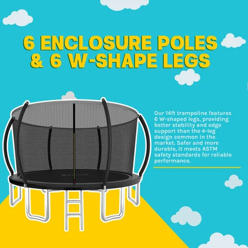 Miniatura 5 de SkyBound Trampolín con red de seguridad – Trampolín grande de 10 pies, 12 pies, 14 pies, para patio trasero, al aire libre, aprobado por ASTM