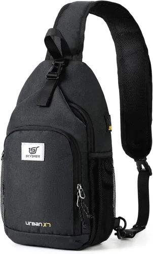 Miniatura 17 de SKYSPER - Mochila de bandolera con bloqueo RFID, mochila de hombro cruzada, para senderismo y viajes, para mujeres y hombres (cian)