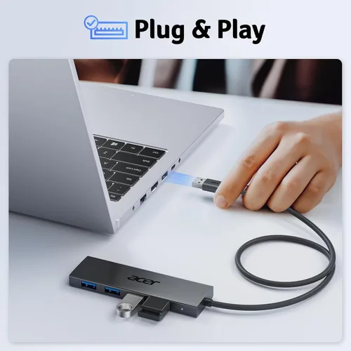 Miniatura 4 de Acer - Hub USB de 4 puertos, hub múltiple USB 3.0, divisor USB A para portátil con puerto de alimentación USB C, extensor USB para portátil