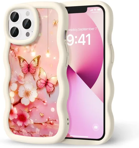 Miniatura 63 de Compatible con iPhone SE/8/7 Funda para Mujeres y Niñas, Marco Ondulado Rizado con Patrón Lindo, Estética Delgada Suave Silicona TPU Parachoques