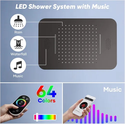 Miniatura 3 de Sistema de ducha termostático, sistema de ducha de cuerpo completo con chorros corporales, sistema de ducha inteligente de cascada de lluvia de 23