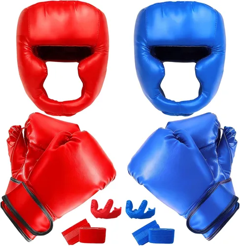 Miniatura 9 de 14 Pcs Boxing Set Boxing Equipment Set for Beginners Including 2 Pair of 6 oz Boxing Gloves Headgear Helmet Hand Wraps Mouth Guards Gifts Training