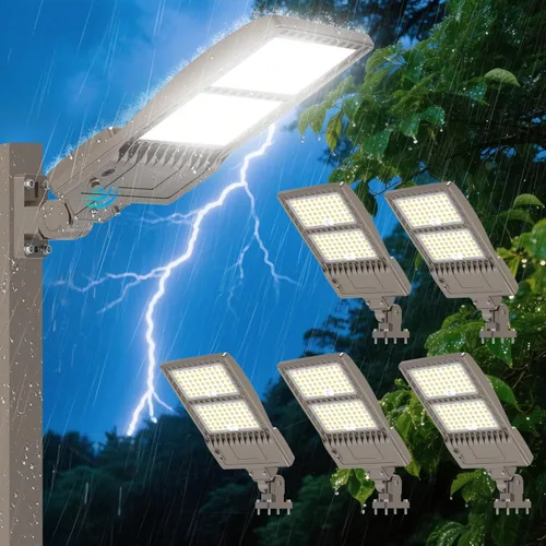 Miniatura 26 de Luz LED de Poste para Estacionamiento de 480V 320W con Montaje de Ajuste Deslizante, Luces LED Tipo Caja UL DLC Certificadas 44800LM 5000K Luces