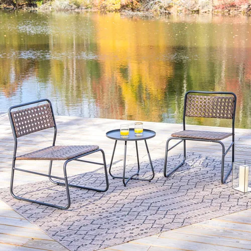 Miniatura 5 de JONATHAN Y Freja LVG1100B-3SET - Juego de 3 piezas de ratán de polietileno para patio, balcón, porche y patio trasero, muebles modernos de mimbre