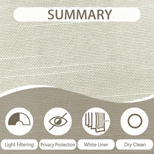 Miniatura 6 de ChadMade Cortina reductora de luz con bolsillo para barra, cortina de mezcla de lino y algodón para oficina, 96 pulgadas de largo, con pestaña Beige