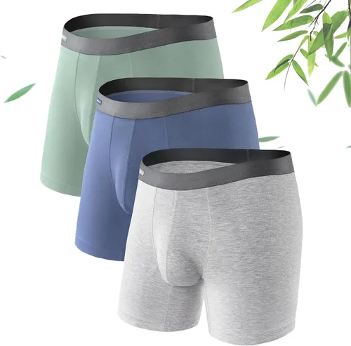 DAVID ARCHY Ropa interior para hombre que absorbe la humedad, rayón hecho de bambú, calzoncillos tipo bóxer con bolsa de soporte, paquete de 4 o 7