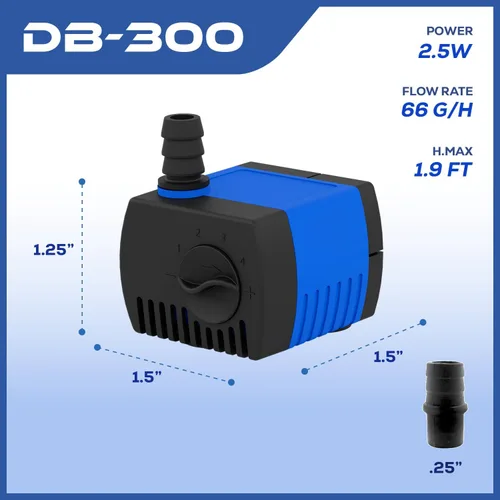 Miniatura 2 de Bomba de agua sumergible de 66 GPH - Acuarios, fuentes, hidroponía y bomba de estanque, elevación de 1.9 pies, 2.5 W Azul; 1 paquete