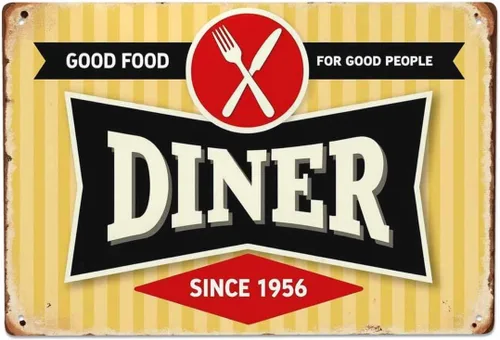 AOYEGO Letrero de lata con texto en inglés "Good Food For Good People", color amarillo, vintage, de metal, para cafeterías, bares, bares, bares,