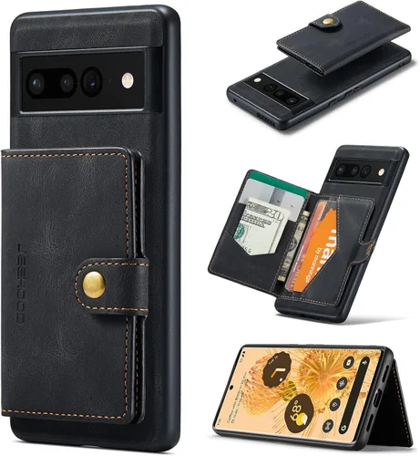 Miniatura 21 de Funda para Google Pixel 6 Pro, cartera magnética desmontable con ranura para efectivo, soporte de carga inalámbrica, función atril compatible