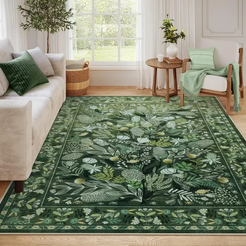 Miniatura 14 de Anidaroel Alfombras botánicas coloridas de 5 x 7 pies, lavables a máquina, para sala de estar, antideslizante, alfombra suave para dormitorio
